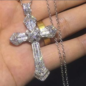 Silver and crystal titanium Christian cross luxury necklace